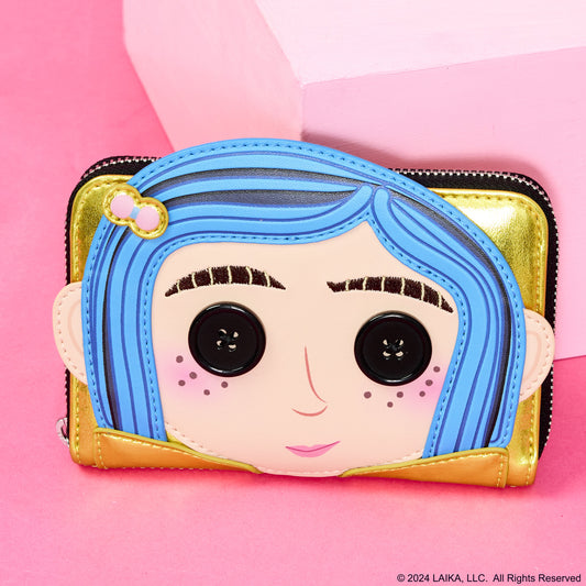 Coraline 15th Anniversary Laika Doll Metallic Cosplay Zip Around Wallet - US 6586