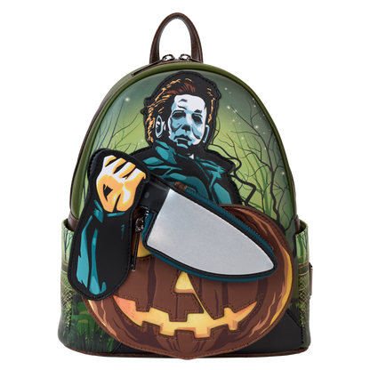 Halloween Michael Myers Pumpkin Glow Mini Backpack With Coin Bag - US 4981