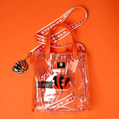 NFL Cincinnati Bengals Clear Convertible Backpack & Tote Crossbody Stadium Bag - US 9129